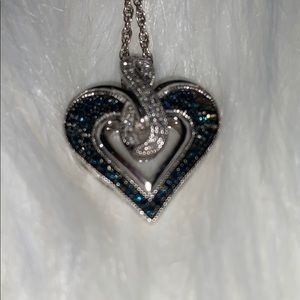 Sapphire & Diamond Heart Necklace